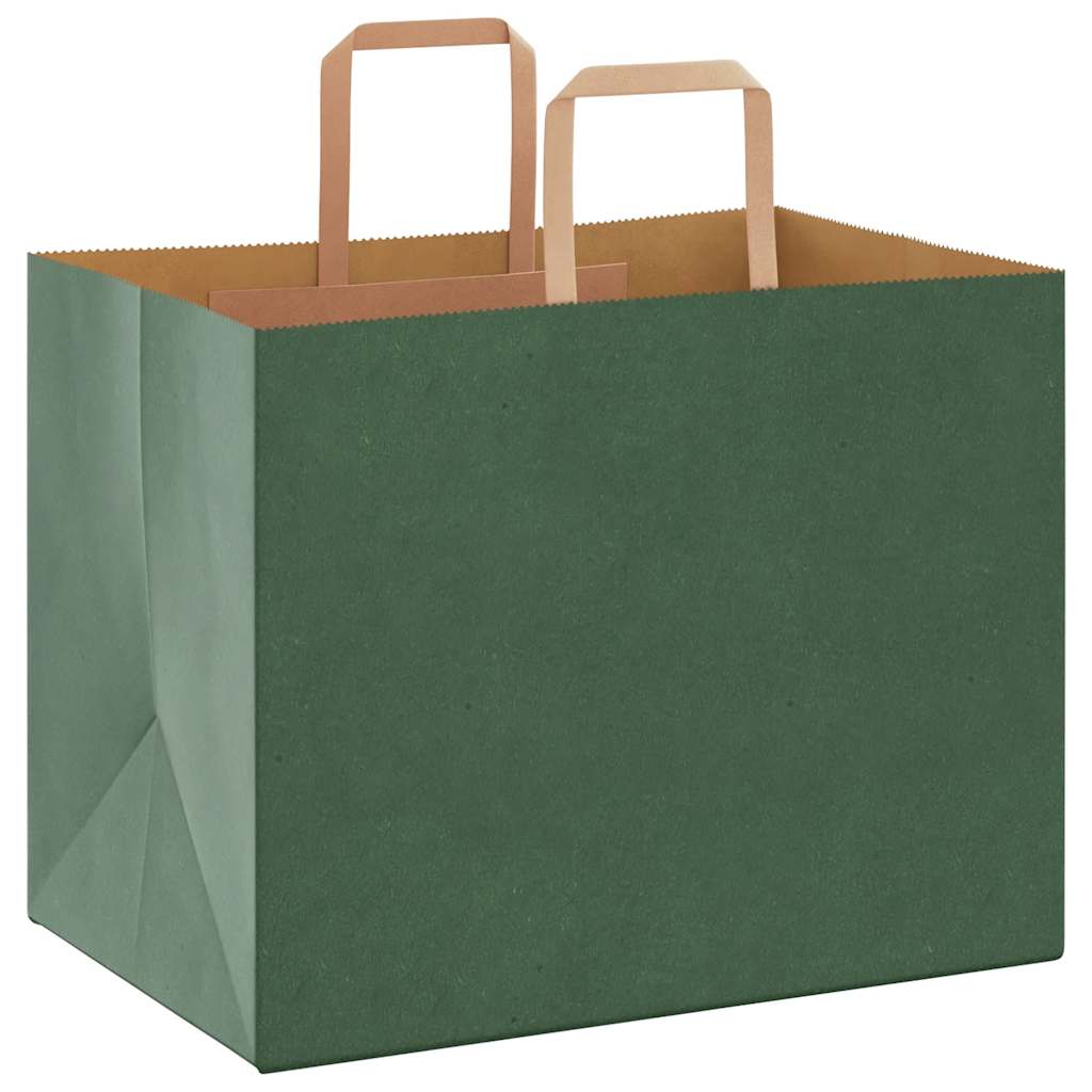 Papiertragetaschen 50 Stk. mit Henkeln Grün 32x22x24 cm