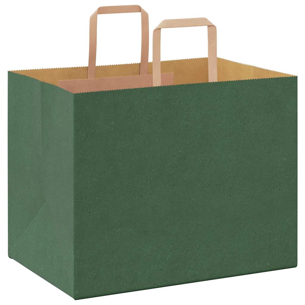 Papiertragetaschen 50 Stk. mit Henkeln Grün 32x22x24 cm