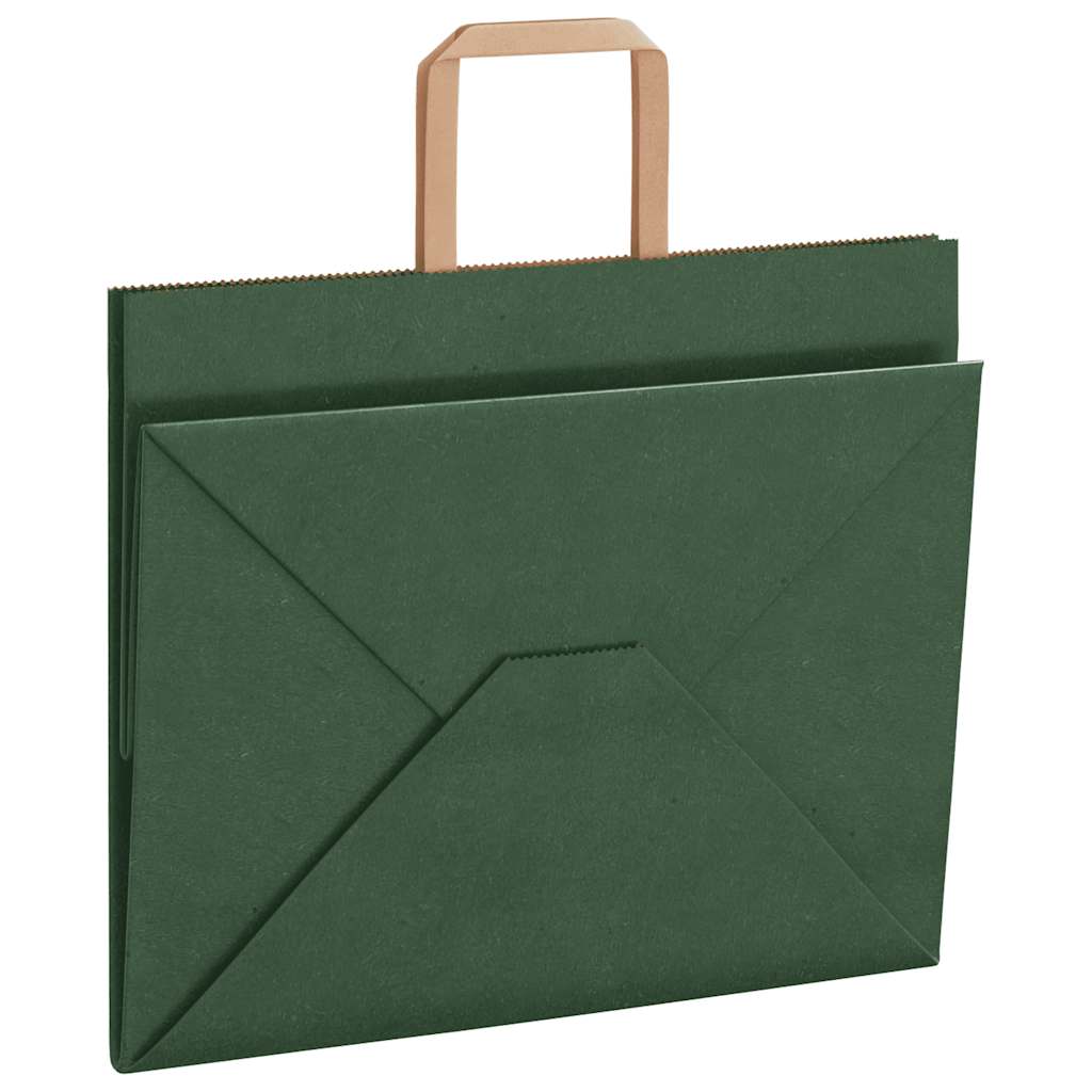 Papiertragetaschen 50 Stk. mit Henkeln Grün 32x22x24 cm