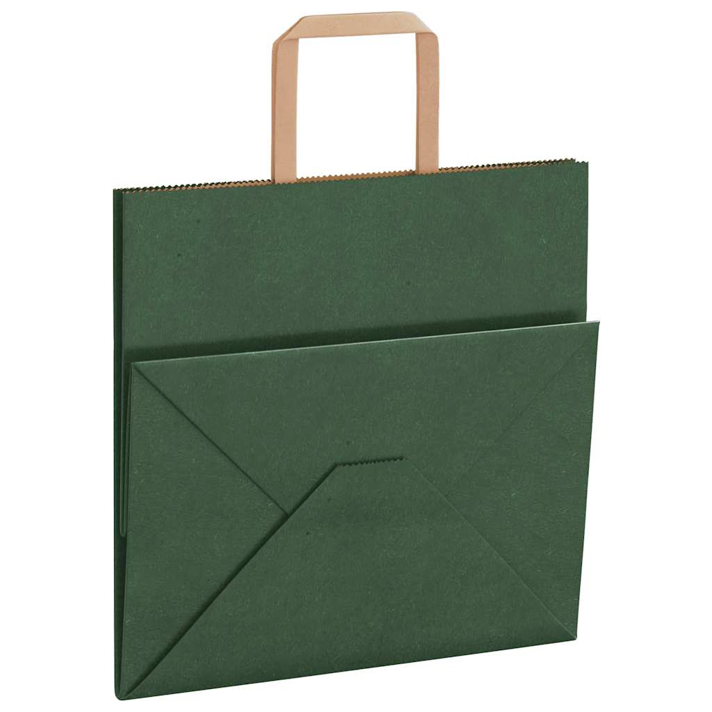 Papiertragetaschen 250 Stk. mit Henkeln Grün 26x17x25 cm