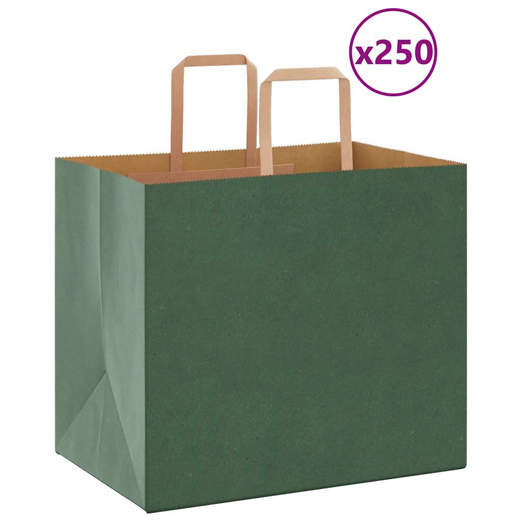 Papiertragetaschen 250 Stk. mit Henkeln Grün 32x22x28 cm