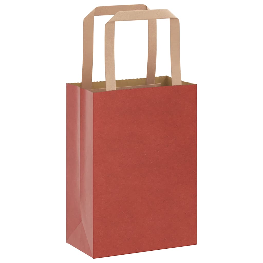 Papiertragetaschen 50 Stk. mit Henkeln Rot 15x8x21 cm
