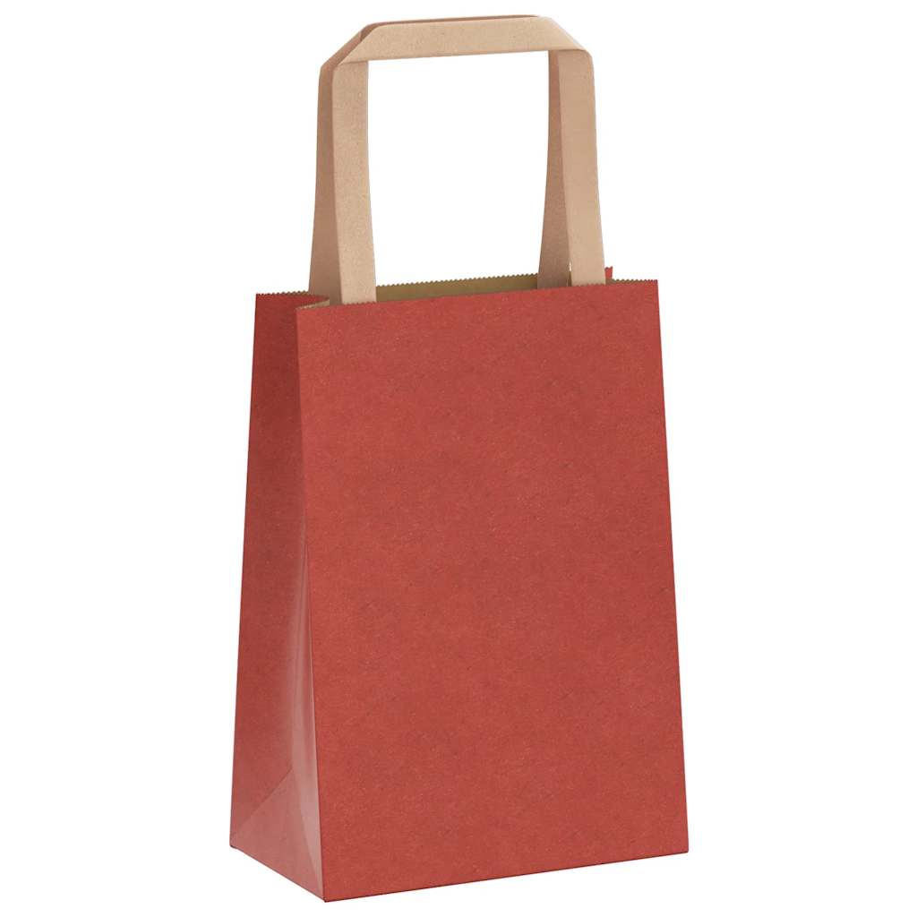 Papiertragetaschen 50 Stk. mit Henkeln Rot 15x8x21 cm