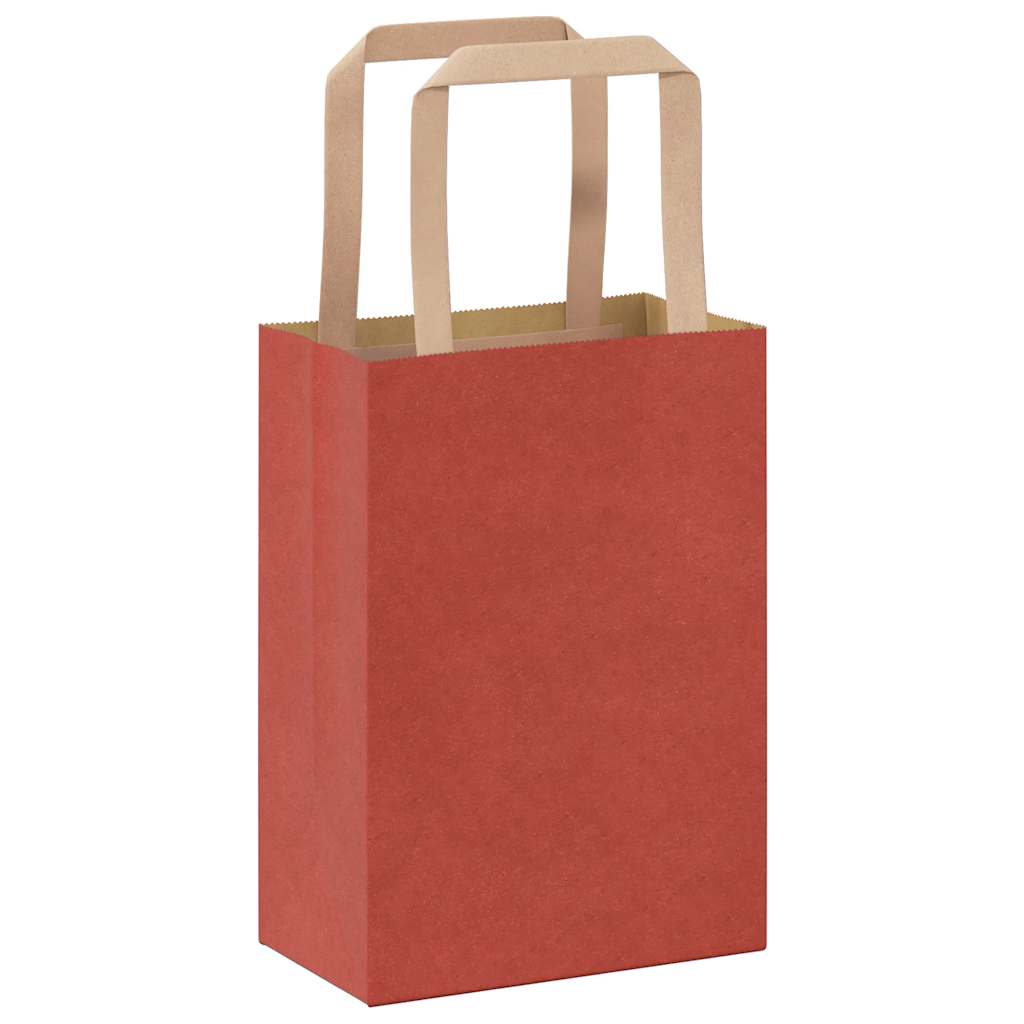 Papiertragetaschen 50 Stk. mit Henkeln Rot 15x8x21 cm