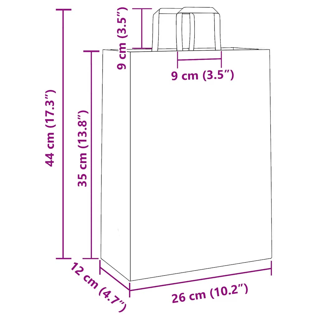 Papiertragetaschen 50 Stk. mit Henkeln Rot 26x12x35 cm