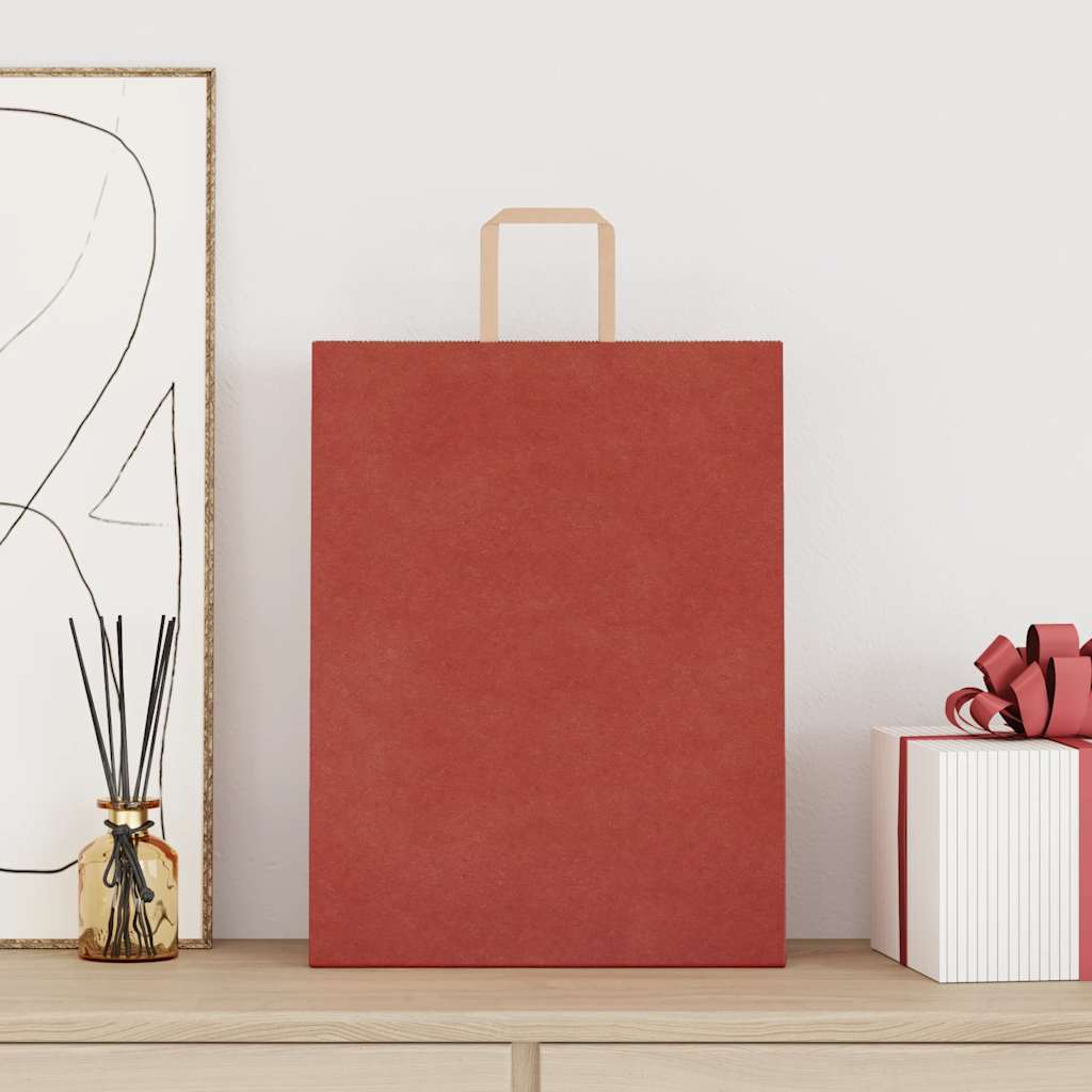 Papiertragetaschen 50 Stk. mit Henkeln Rot 32x12x42 cm