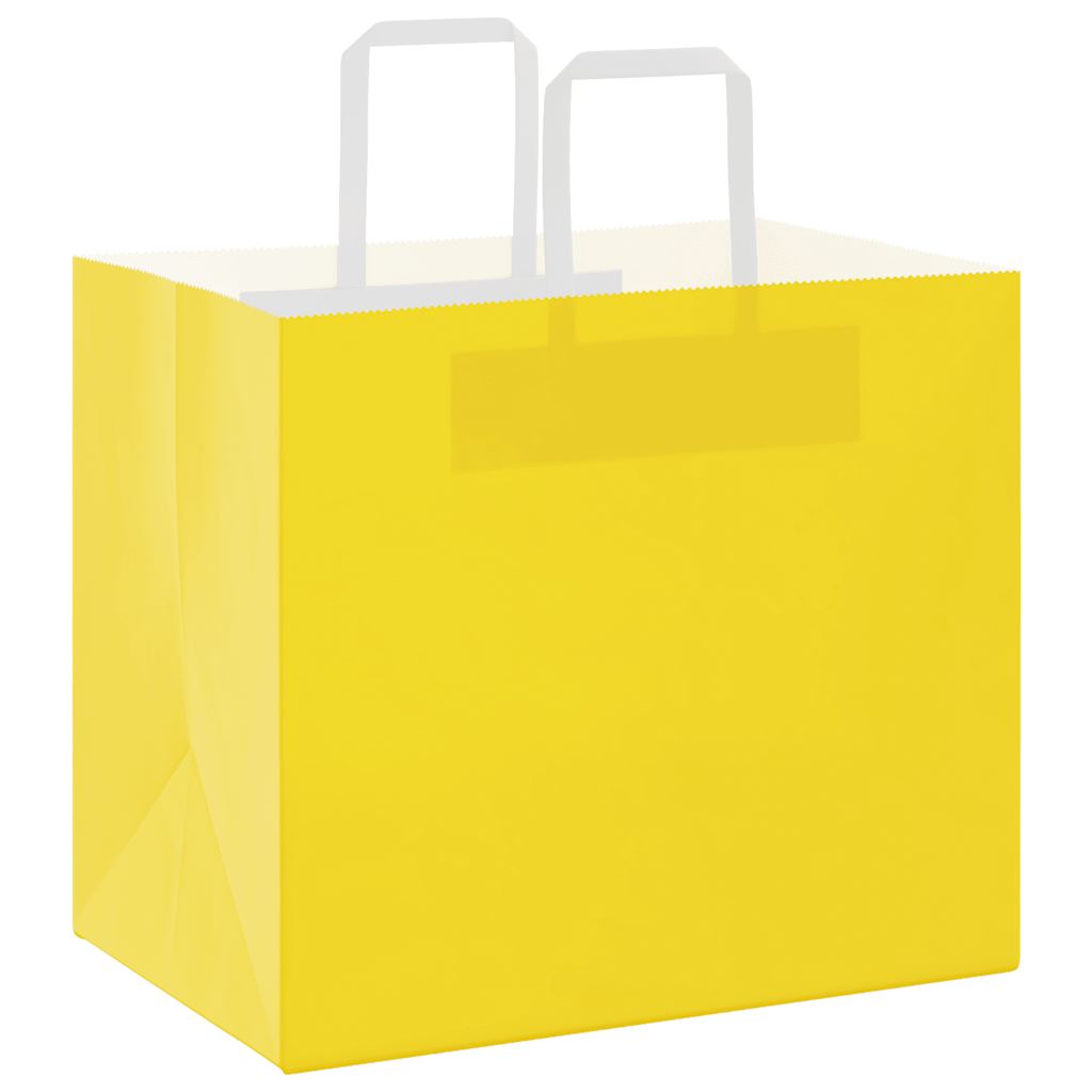 Papiertragetaschen 50 Stk. mit Henkeln Gelb 32x22x28 cm