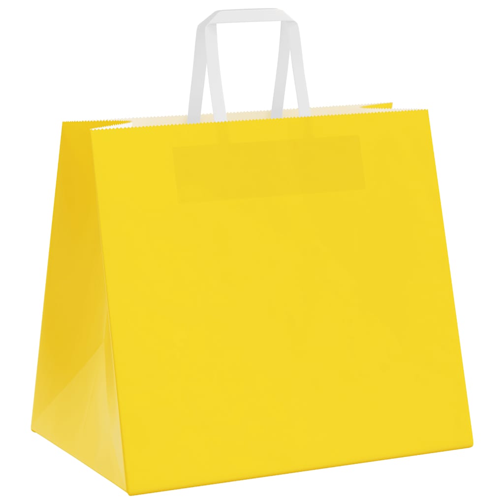 Papiertragetaschen 50 Stk. mit Henkeln Gelb 32x22x28 cm