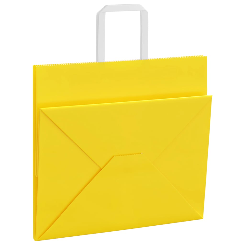 Papiertragetaschen 50 Stk. mit Henkeln Gelb 32x22x28 cm