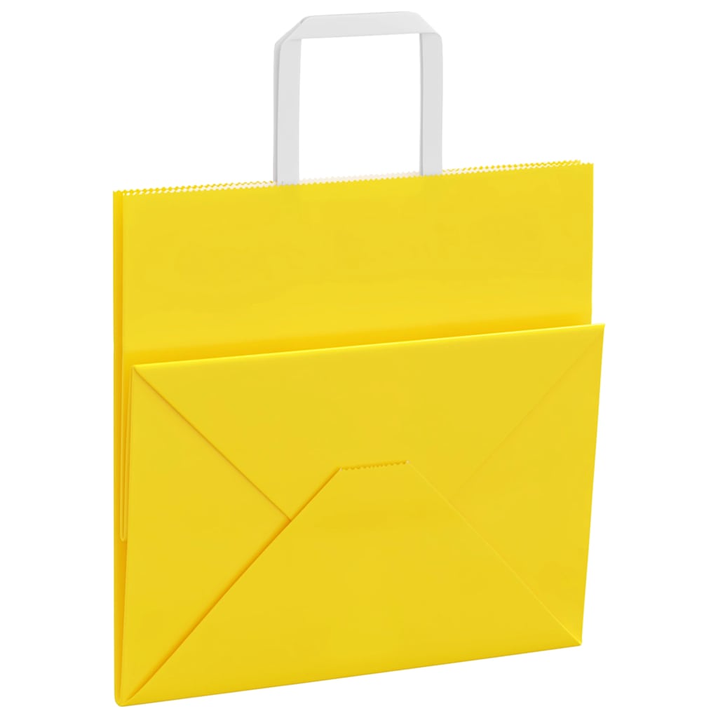 Paper carrier bags 250 pcs. with handles yellow 26x17x25 cm