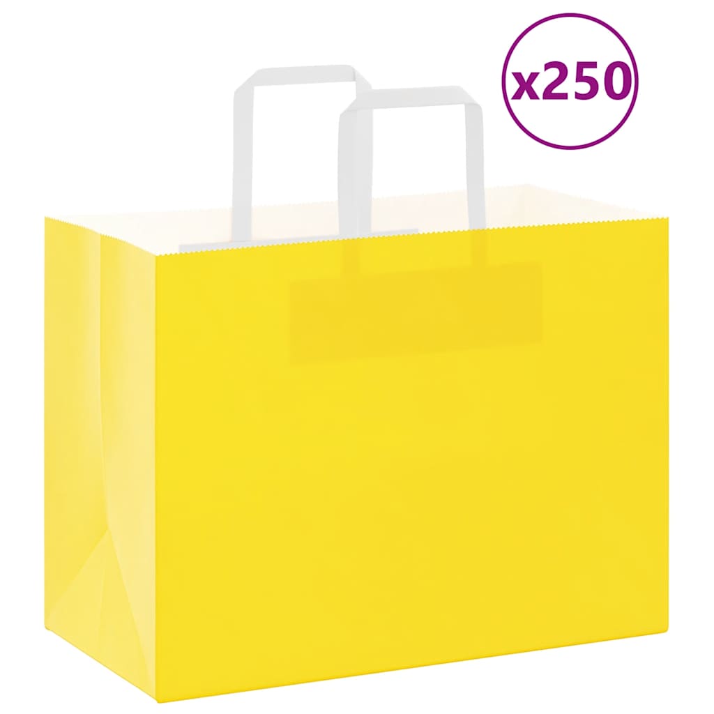 Papiertragetaschen 250 Stk. mit Henkeln Gelb 32x17x25 cm