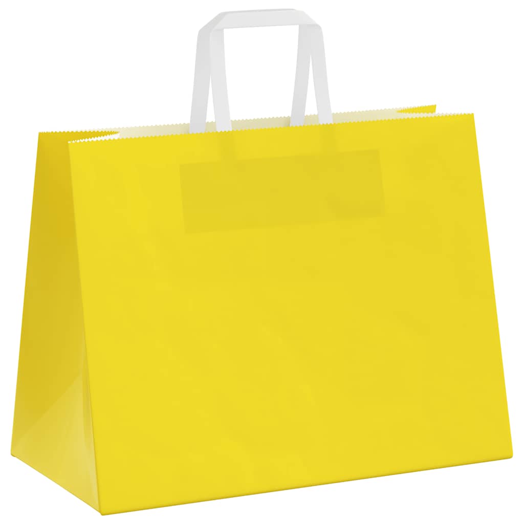 Papiertragetaschen 250 Stk. mit Henkeln Gelb 32x17x25 cm