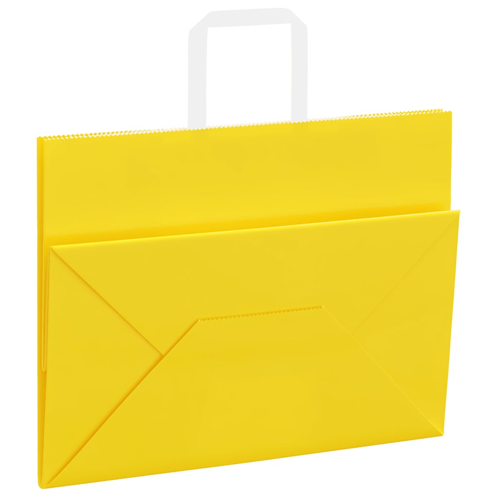 Papiertragetaschen 250 Stk. mit Henkeln Gelb 32x17x25 cm