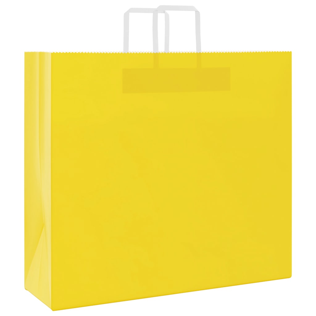 Papiertragetaschen 250 Stk. mit Henkeln Gelb 54x15x49 cm
