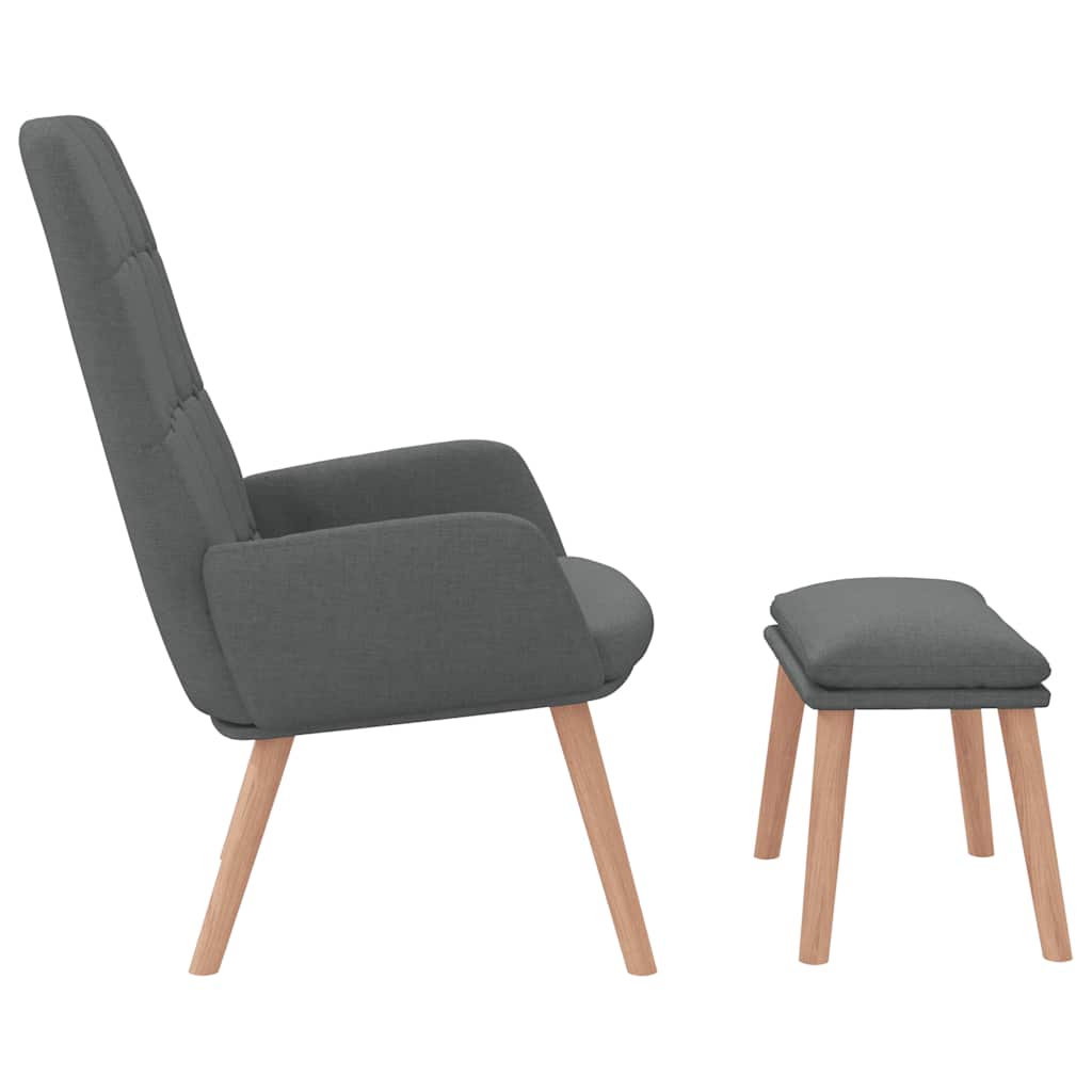 Relaxsessel mit Hocker Dunkelgrau Stoff