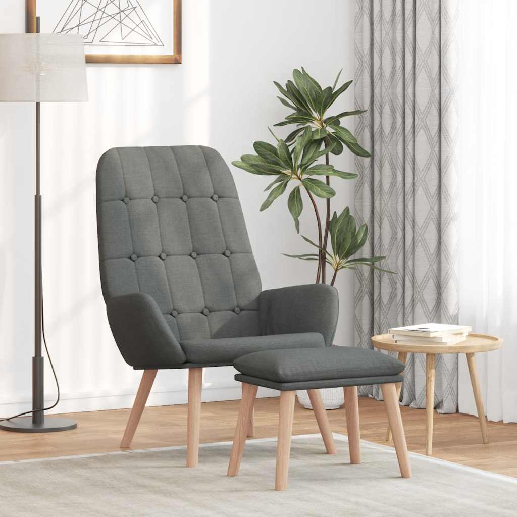 Relaxsessel mit Hocker Dunkelgrau Stoff