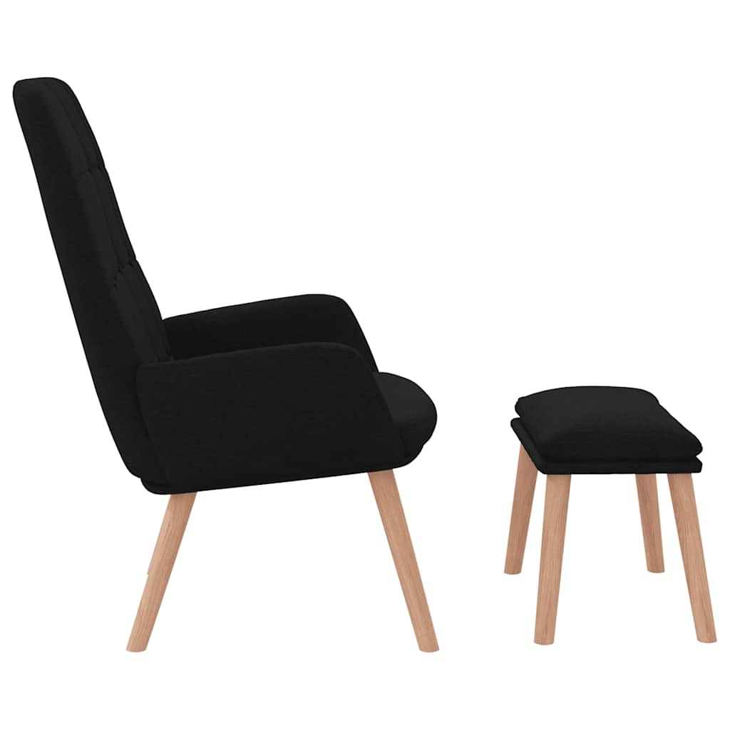 Relaxsessel mit Hocker Schwarz Stoff