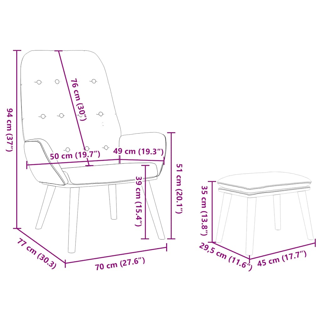 Relaxsessel mit Hocker Taupe Stoff