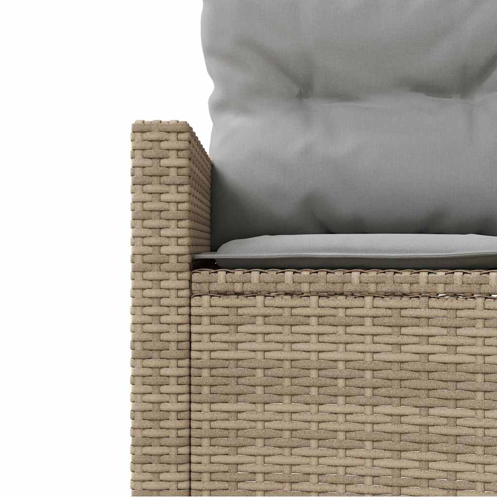 Gartensofa mit Kissen Halbrund Beige Poly-Rattan