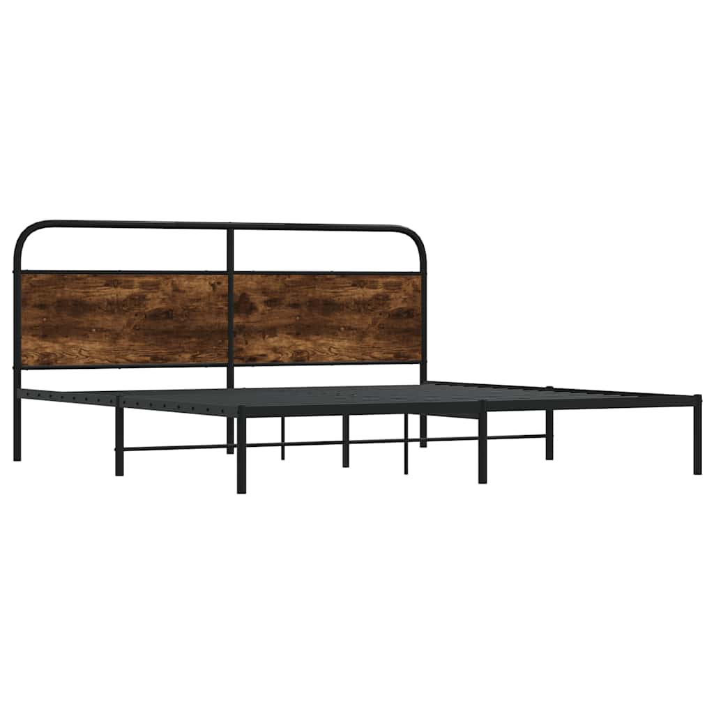 Metallbett ohne Matratze Räuchereiche 200x200 cm