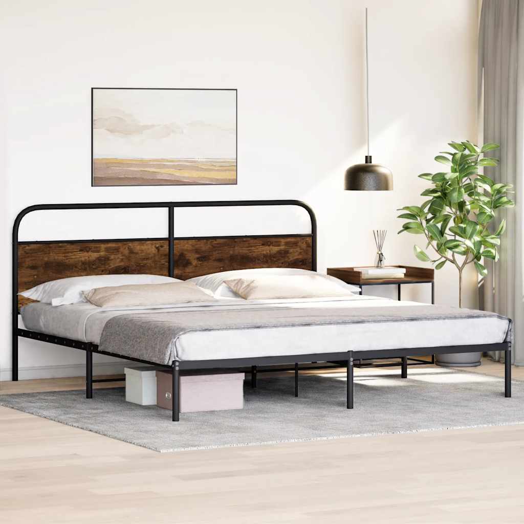 Metallbett ohne Matratze Räuchereiche 200x200 cm