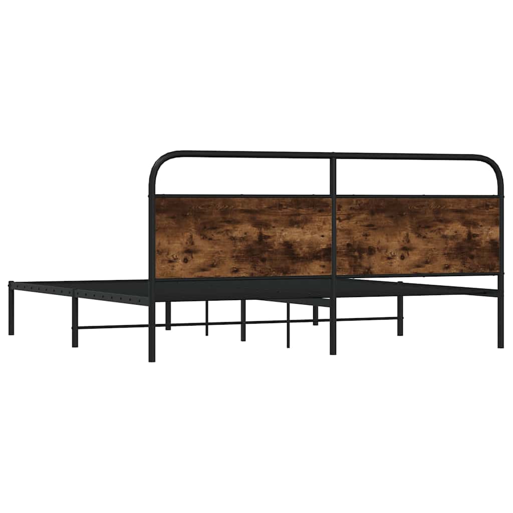 Metallbett ohne Matratze Räuchereiche 200x200 cm