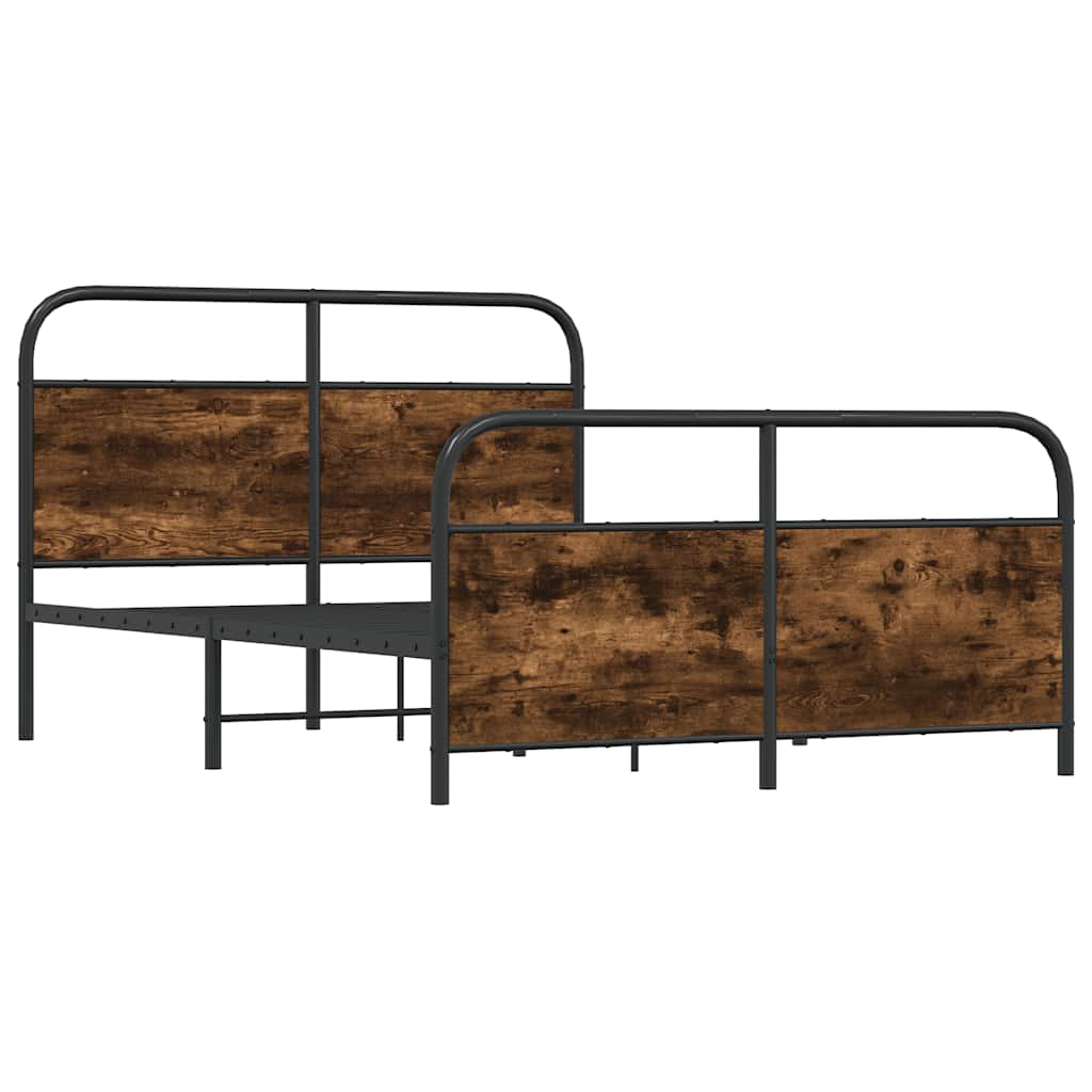 Metal bed without mattress smoked oak 137x190 cm