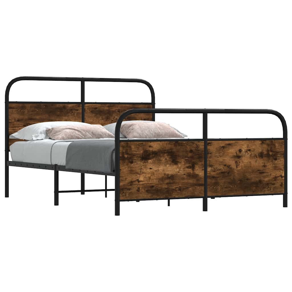 Metallbett ohne Matratze Räuchereiche 137x190 cm