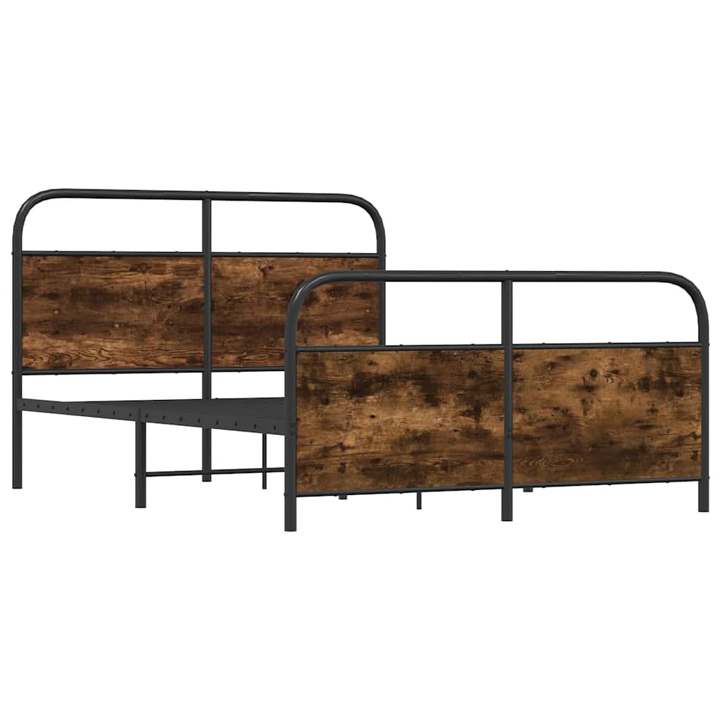 Metal bed without mattress smoked oak 140x190 cm