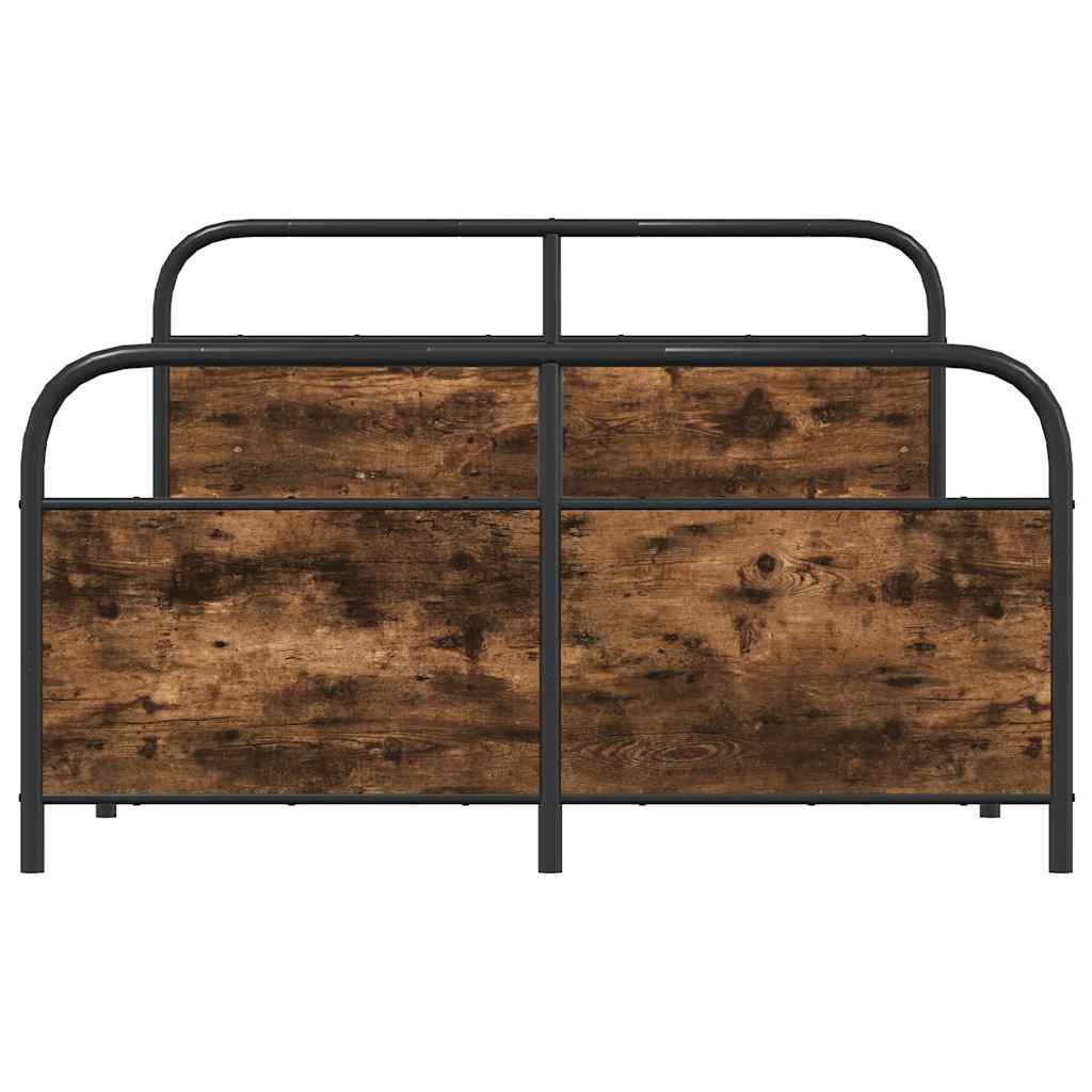 Metal bed without mattress smoked oak 140x190 cm