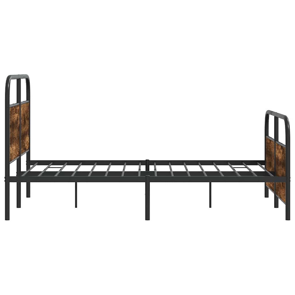 Metal bed without mattress smoked oak 140x190 cm