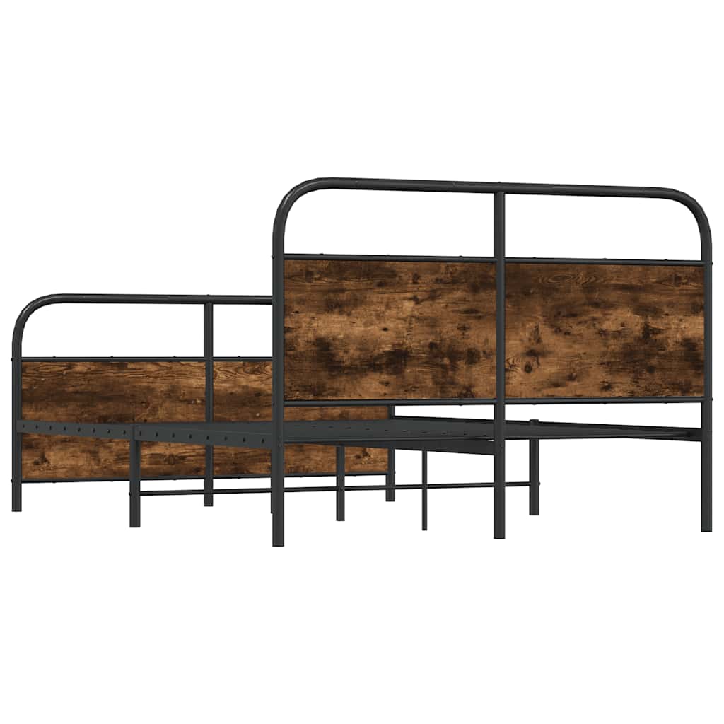 Metal bed without mattress smoked oak 140x190 cm