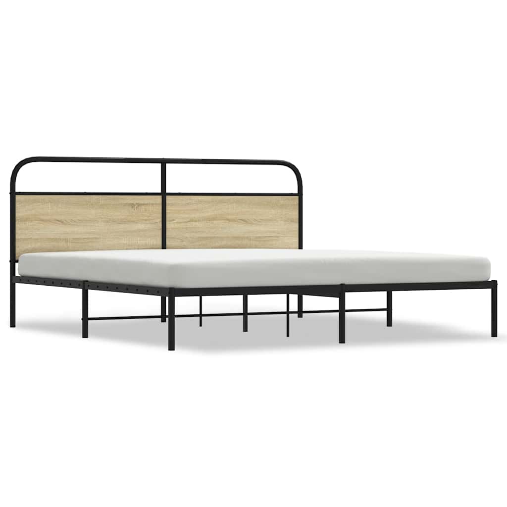 Metallbett ohne Matratze Sonoma-Eiche 200x200 cm