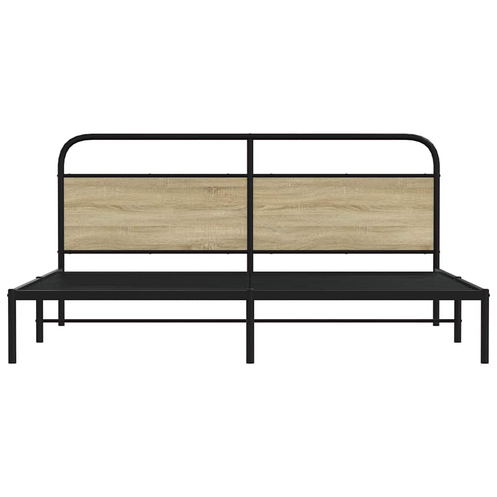 Metal bed without mattress Sonoma oak 200x200 cm