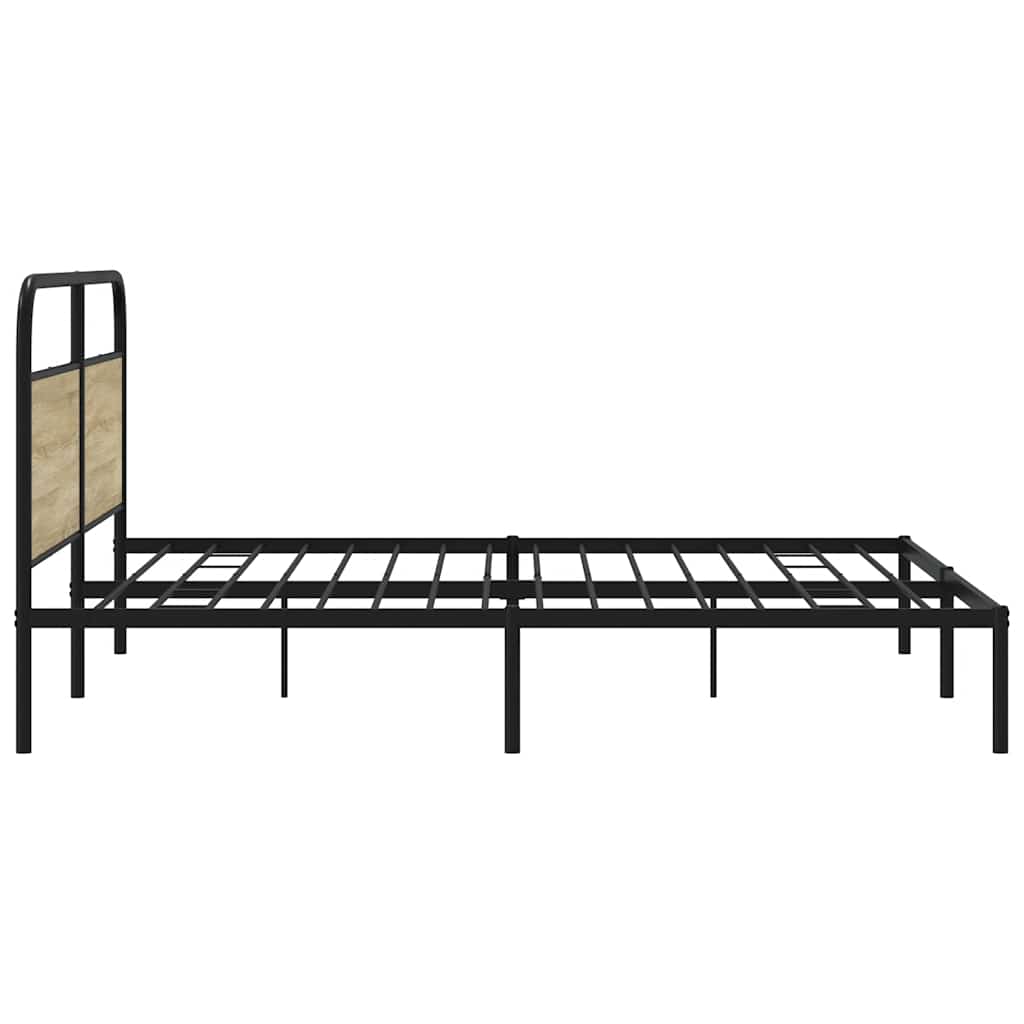 Metal bed without mattress Sonoma oak 200x200 cm
