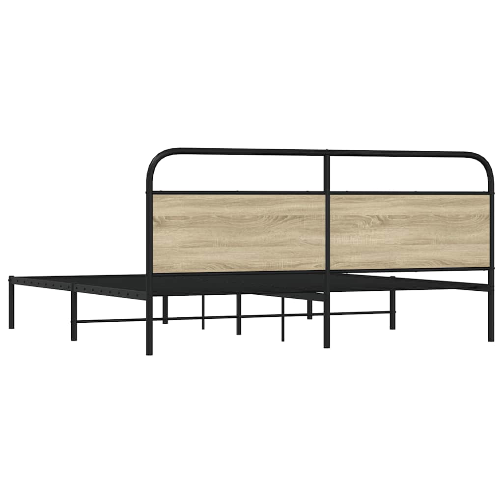 Metal bed without mattress Sonoma oak 200x200 cm
