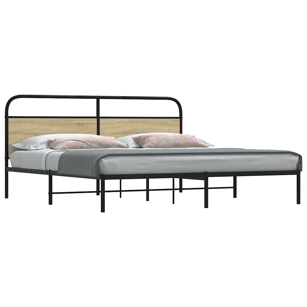 Metallbett ohne Matratze Sonoma-Eiche 200x200 cm