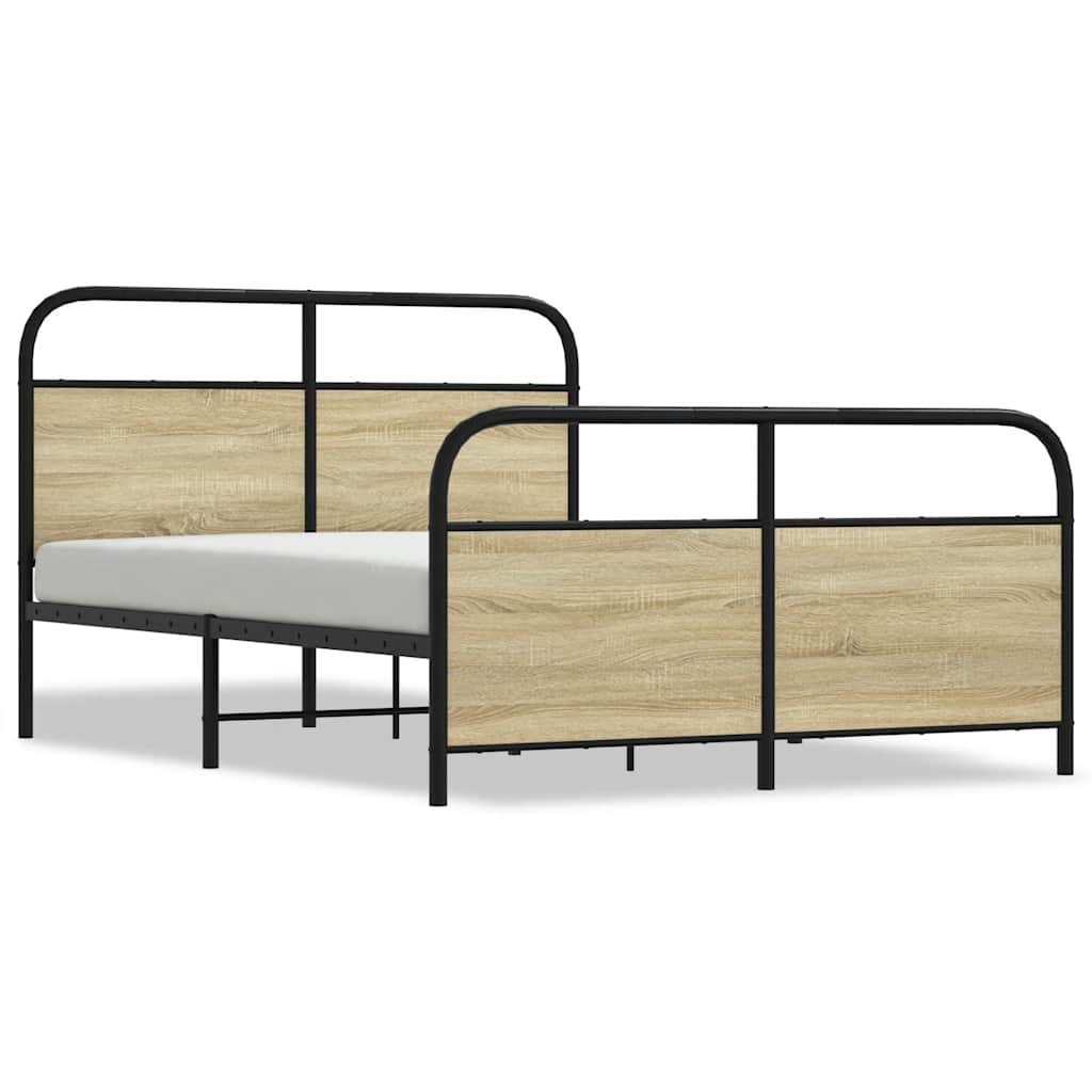 Metallbett ohne Matratze Sonoma-Eiche 137x190 cm