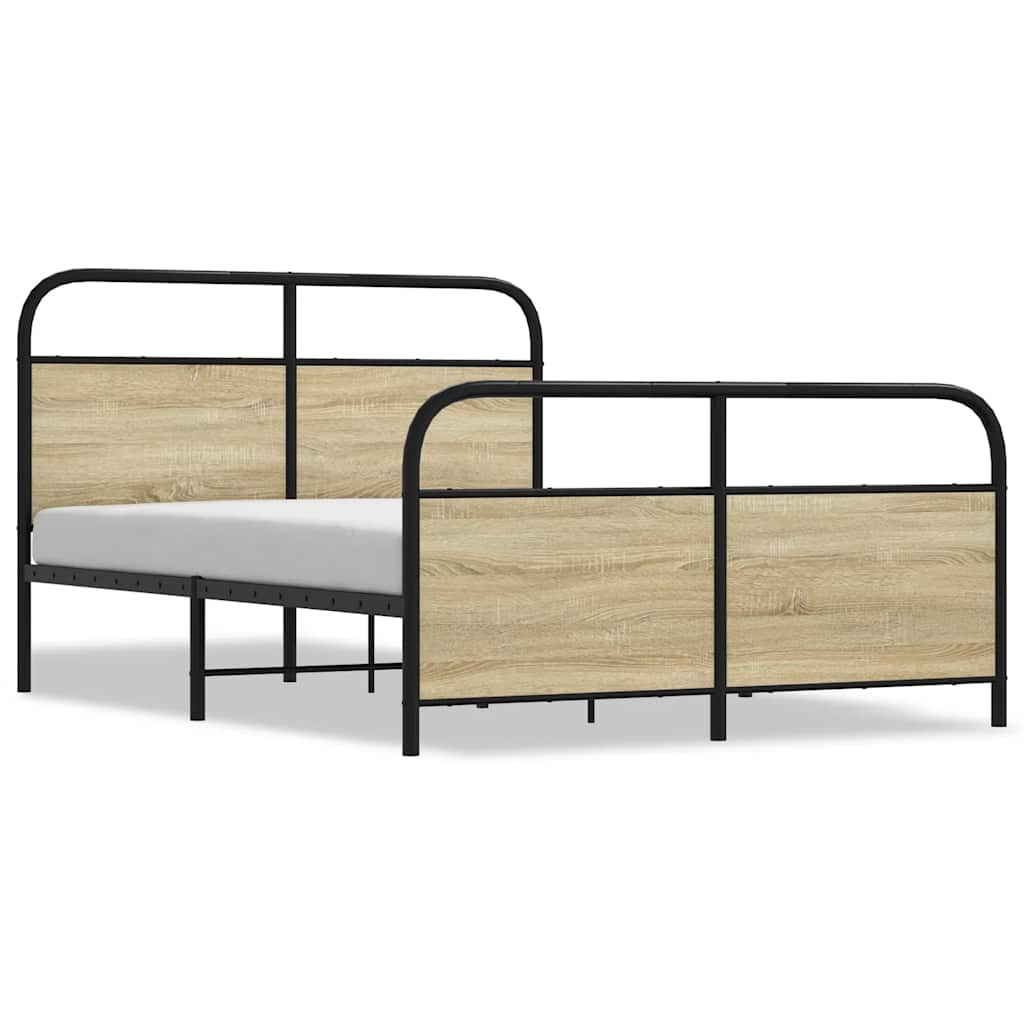 Metallbett ohne Matratze Sonoma-Eiche 140x190 cm