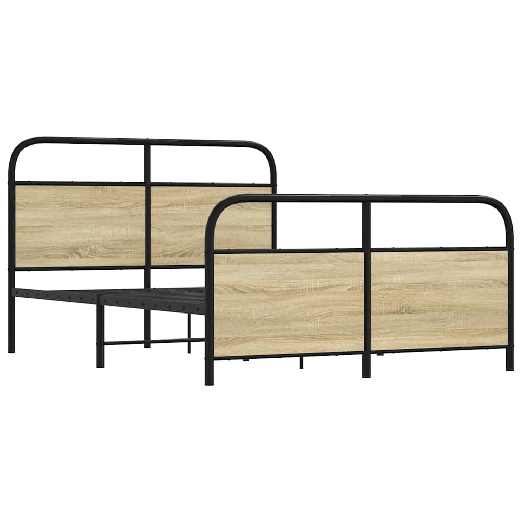 Metal bed without mattress Sonoma oak 140x190 cm