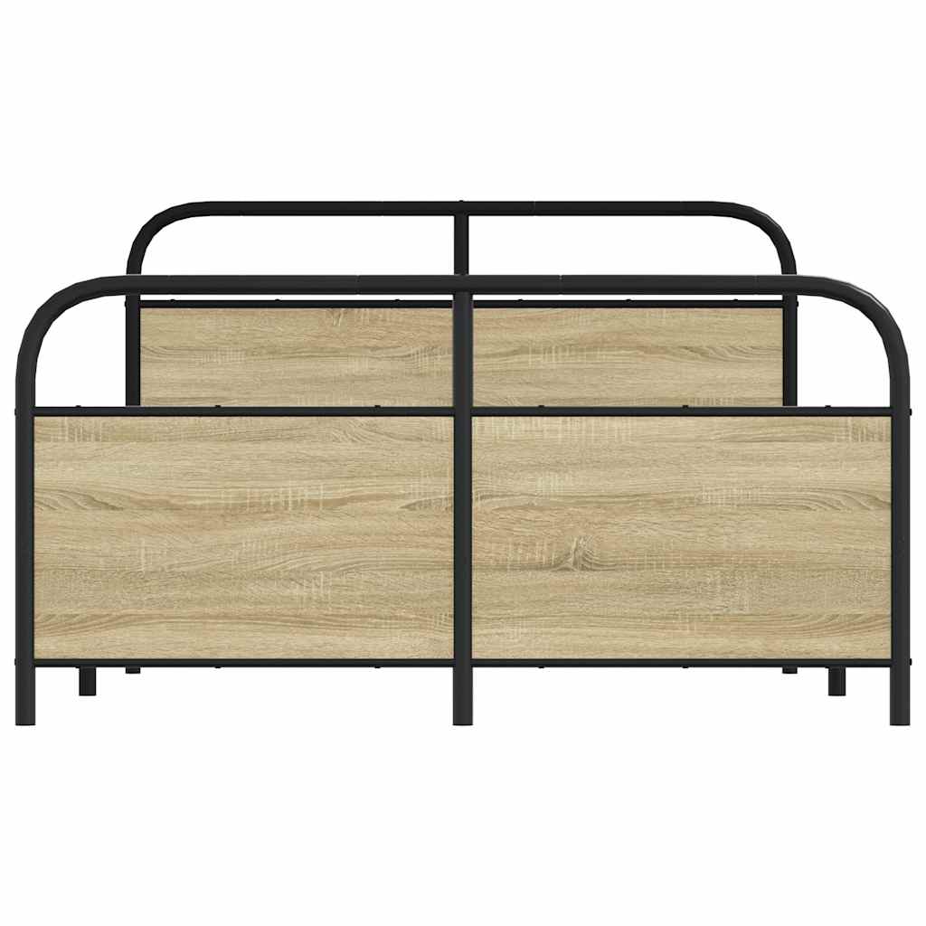 Metal bed without mattress Sonoma oak 140x190 cm