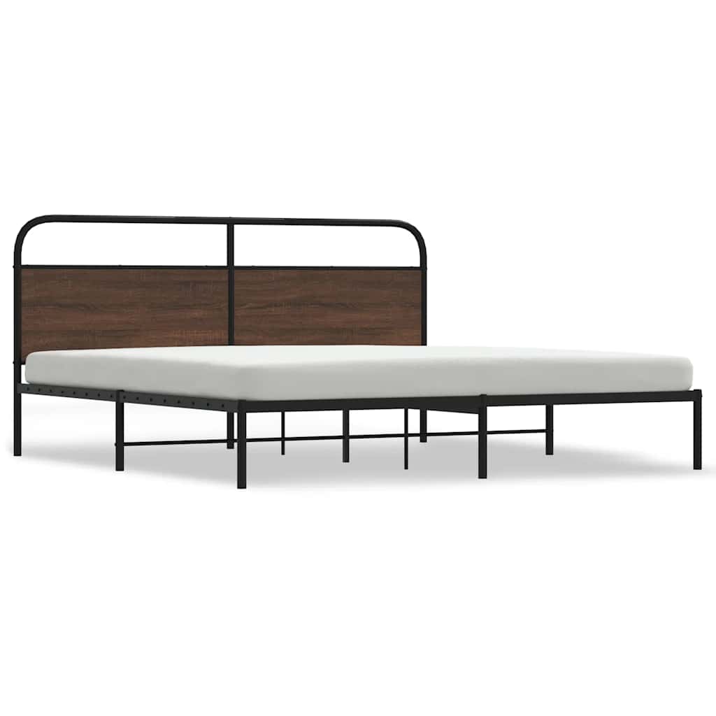 Metallbett ohne Matratze Braun Eichen-Optik 200x200 cm