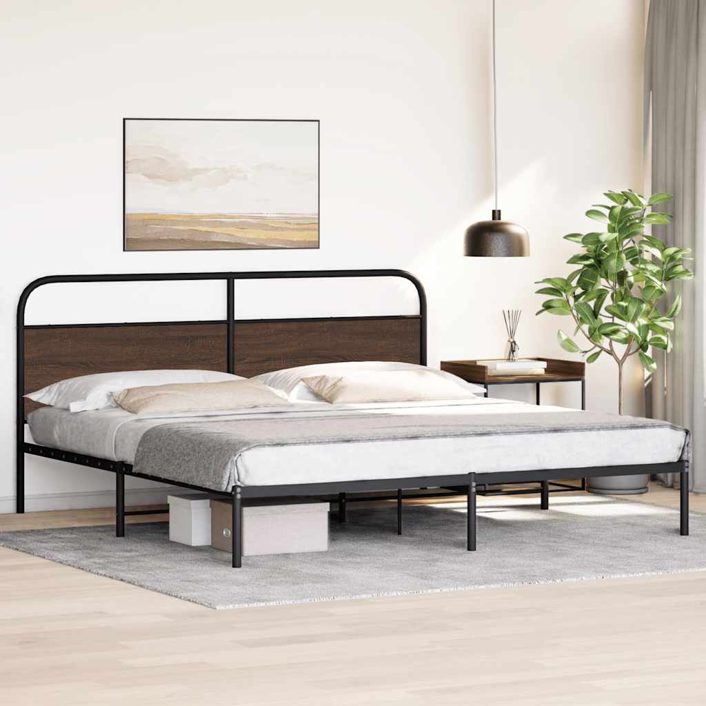 Metallbett ohne Matratze Braun Eichen-Optik 200x200 cm