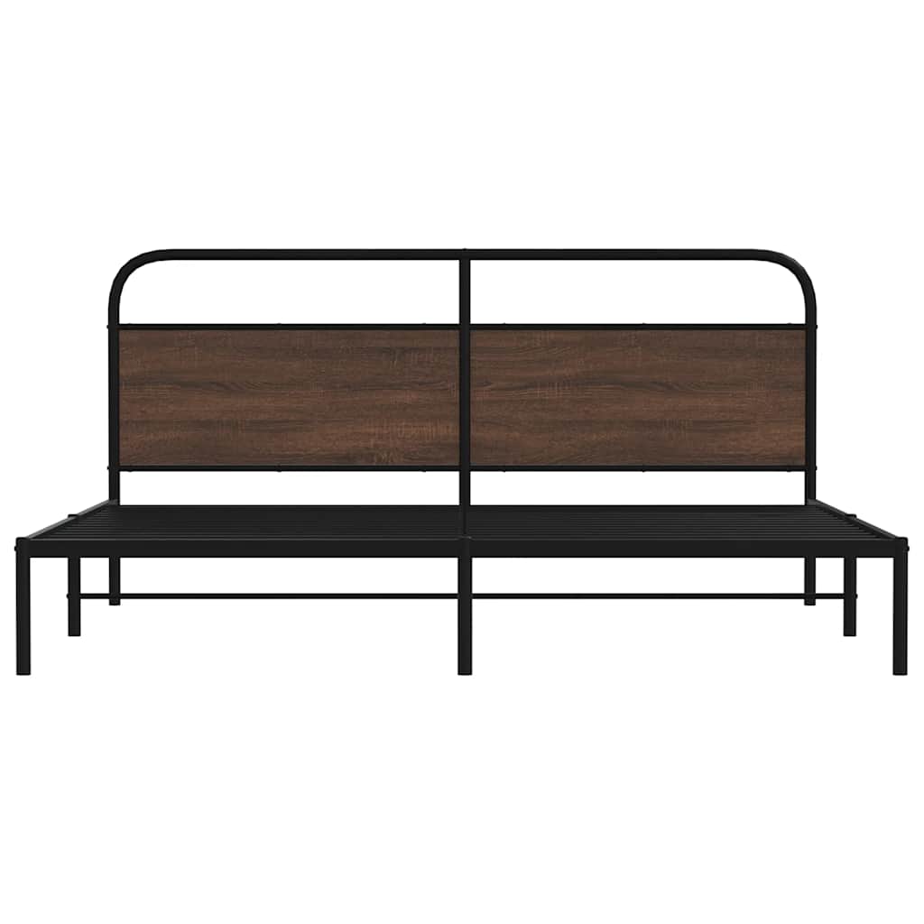 Metallbett ohne Matratze Braun Eichen-Optik 200x200 cm
