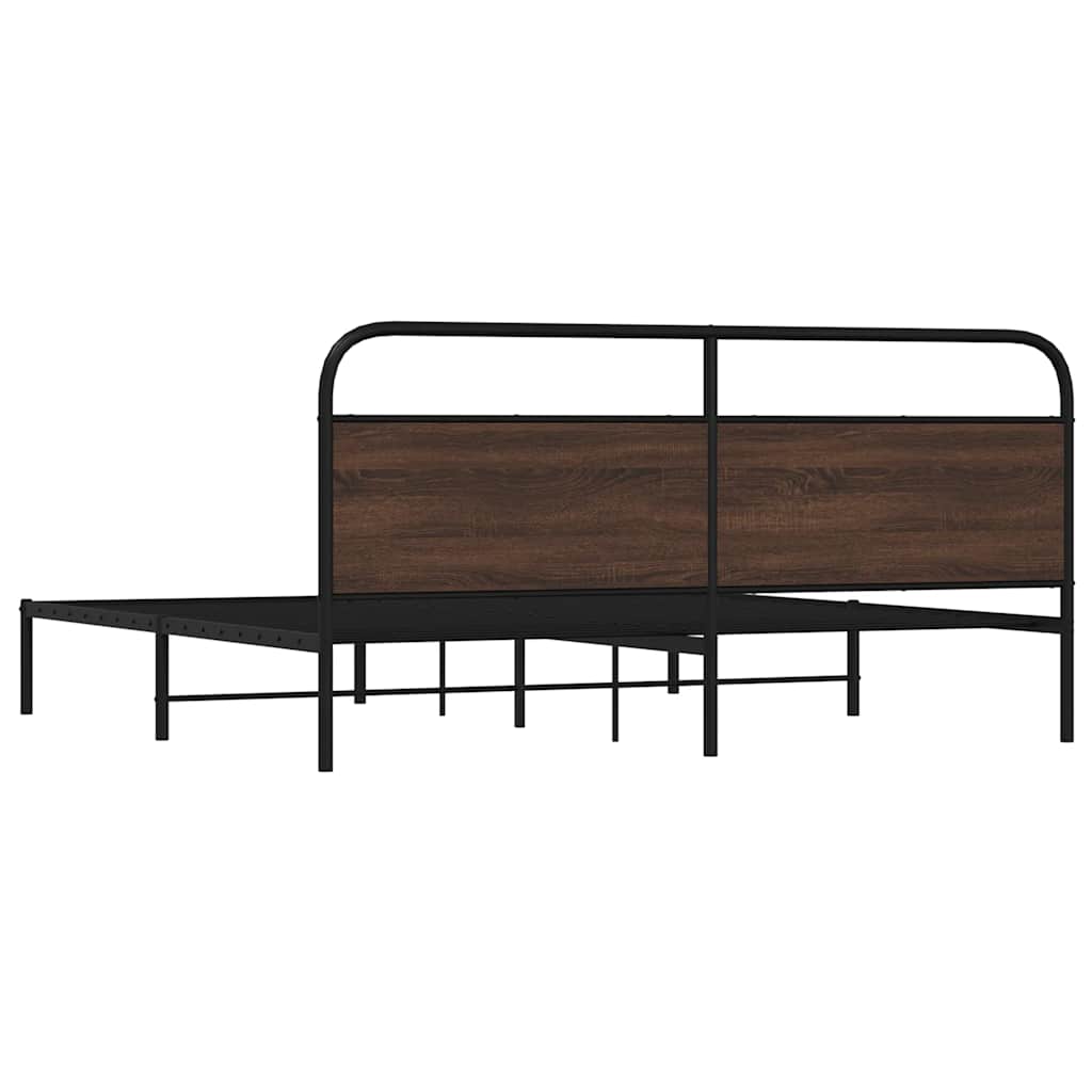 Metallbett ohne Matratze Braun Eichen-Optik 200x200 cm