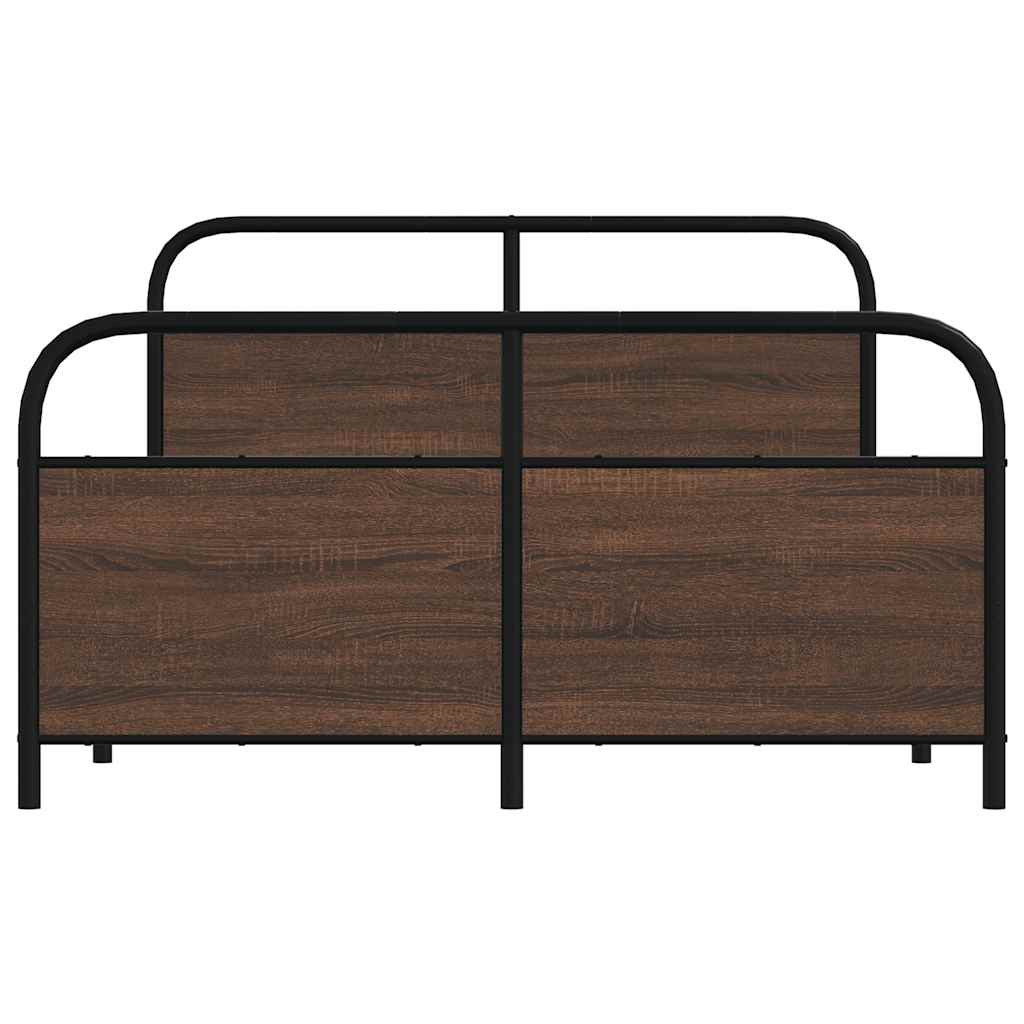 Metallbett ohne Matratze Braun Eichen-Optik 137x190 cm