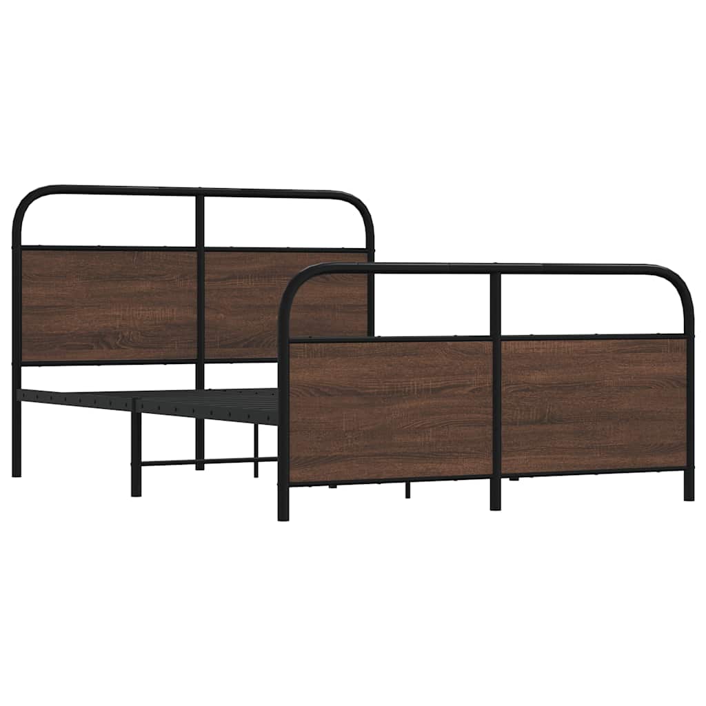 Metal bed without mattress brown oak look 140x190 cm