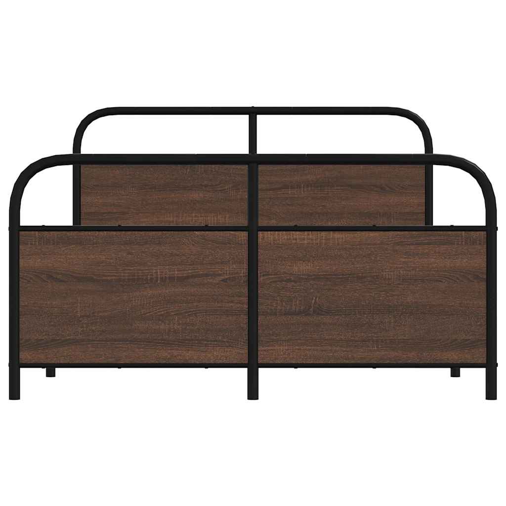 Metal bed without mattress brown oak look 140x190 cm
