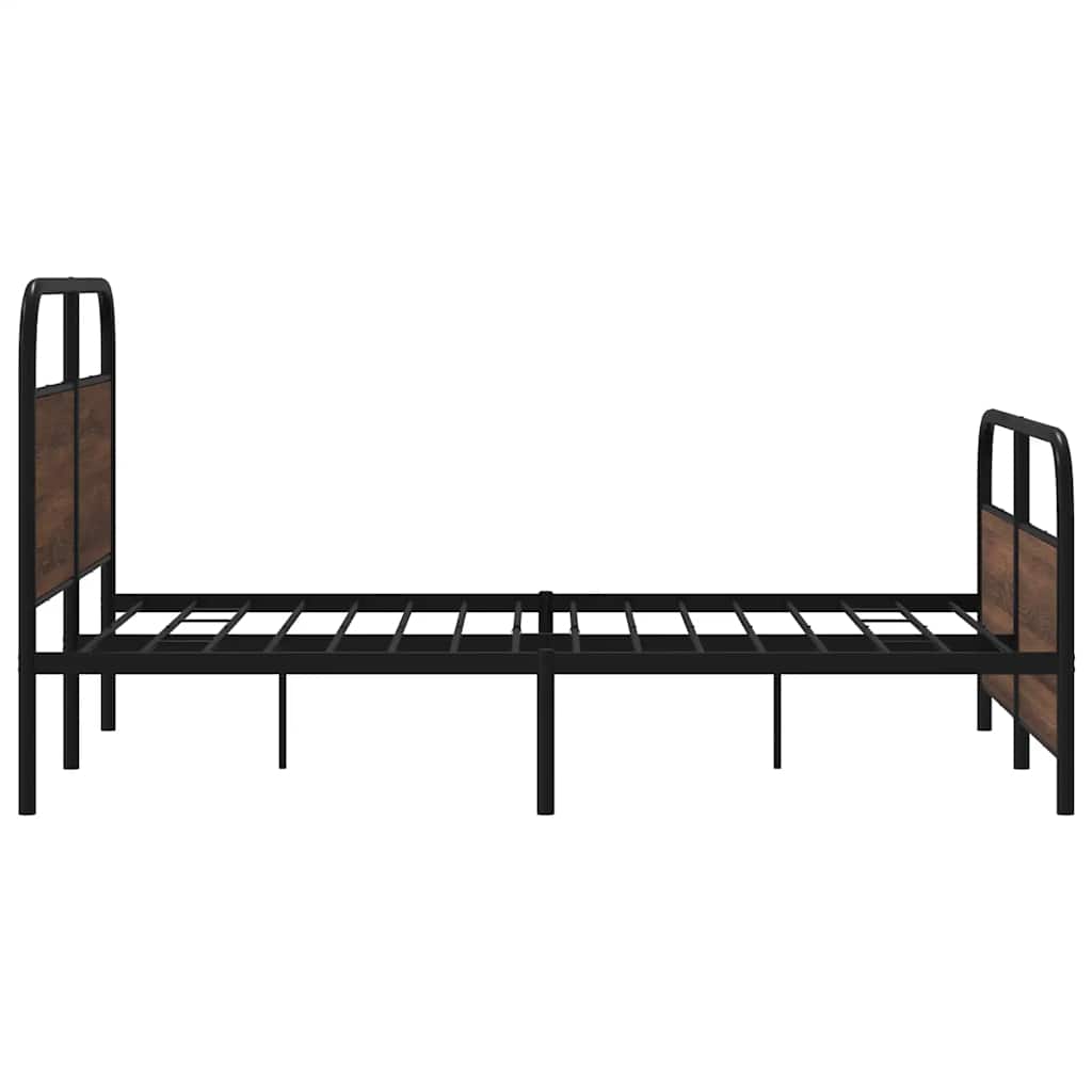 Metal bed without mattress brown oak look 140x190 cm