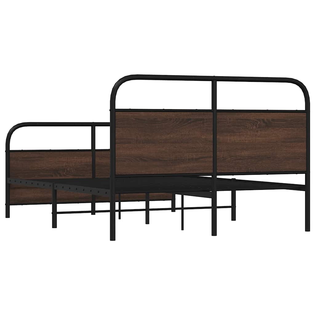Metal bed without mattress brown oak look 140x190 cm